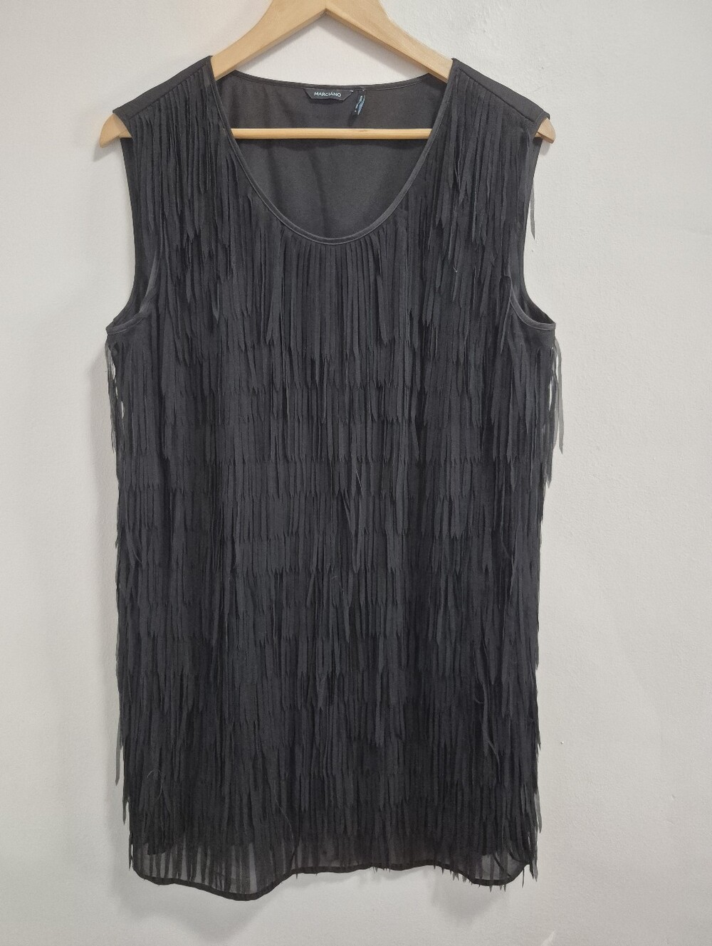 Marciano Black Fringe Mini Party Flapper Dress Size Large